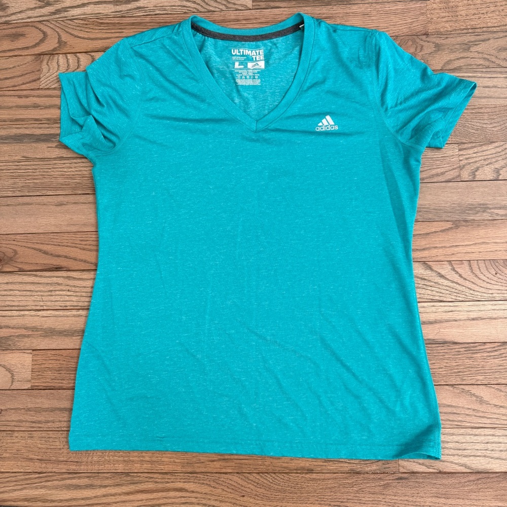 Women’s Adidas Aqua/teal colored V-Neck top